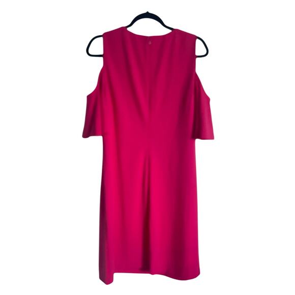 Chaps Bright Pink Fuchsia Women's Dress Work Party Cold Shoulder Size 14 - Picture 4 of 6